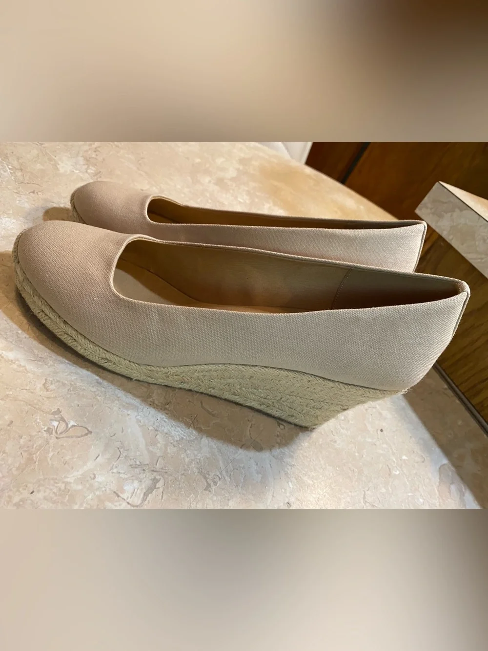 J. Crew Cream Canvas Espadrille Wedges with Jute Trim